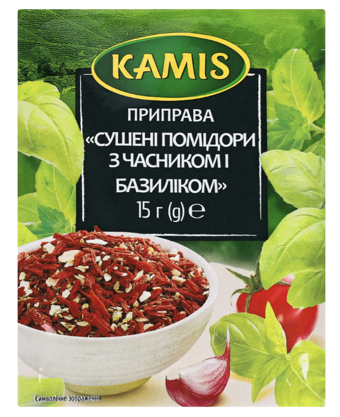 Сушені помідори з часником і базиліком Kamis 15г